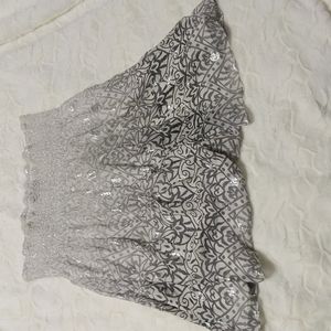 White House Black Market Silk Silver/White Ombre Miniskirt